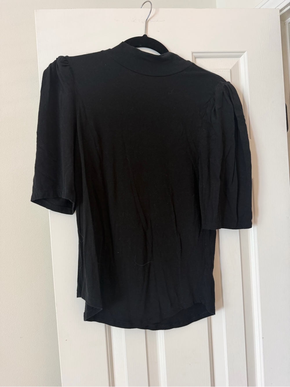 GAP Black Puff Sleeve Mock Neck Top